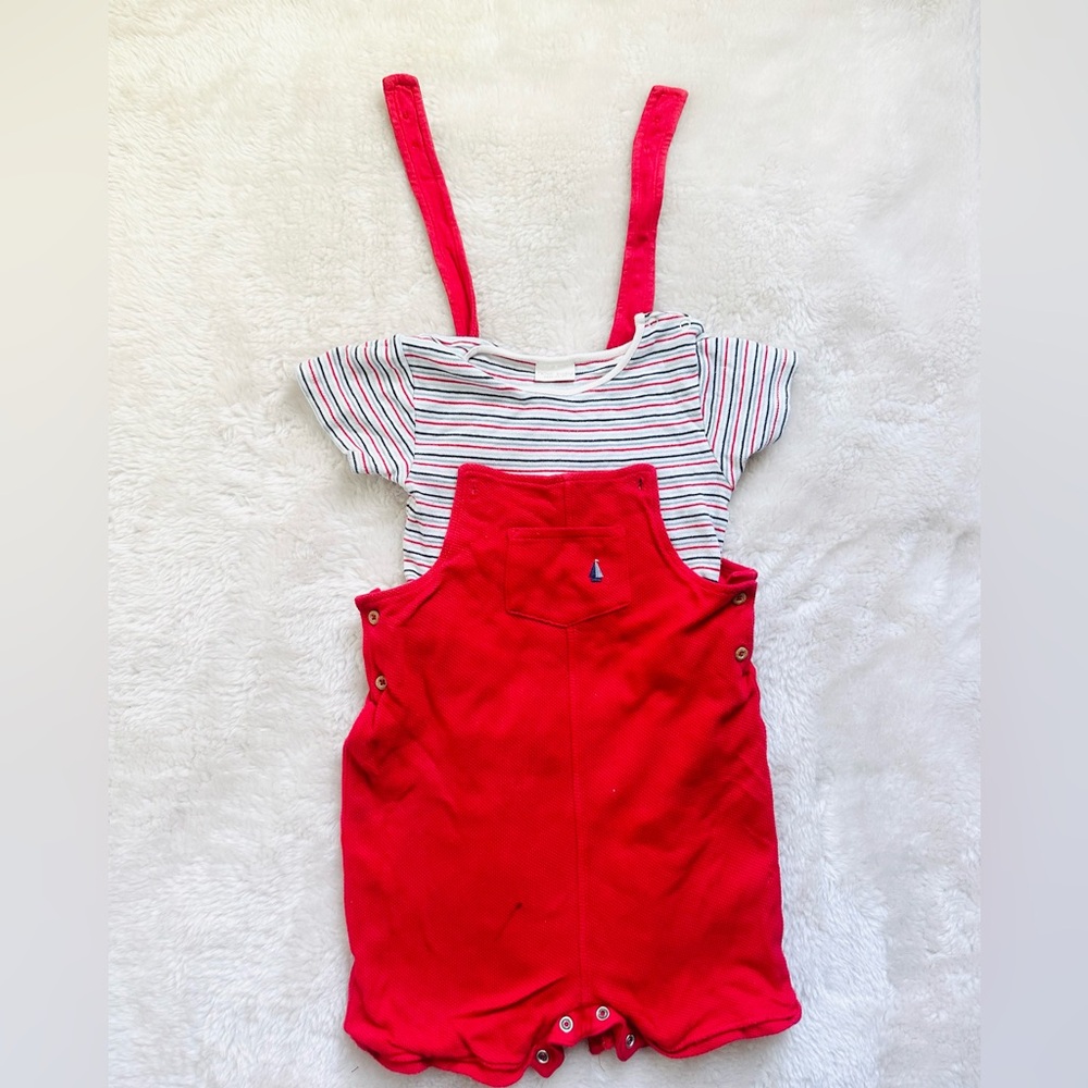 Red Boat Dungarees and Bodysuit Set 1.5 -2 year